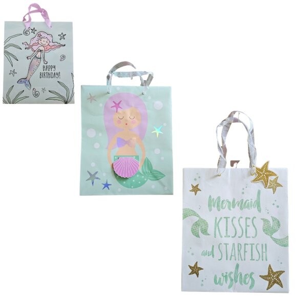 Mermaid Birthday Gift Bag Set of 3 - Picture 2 of 5